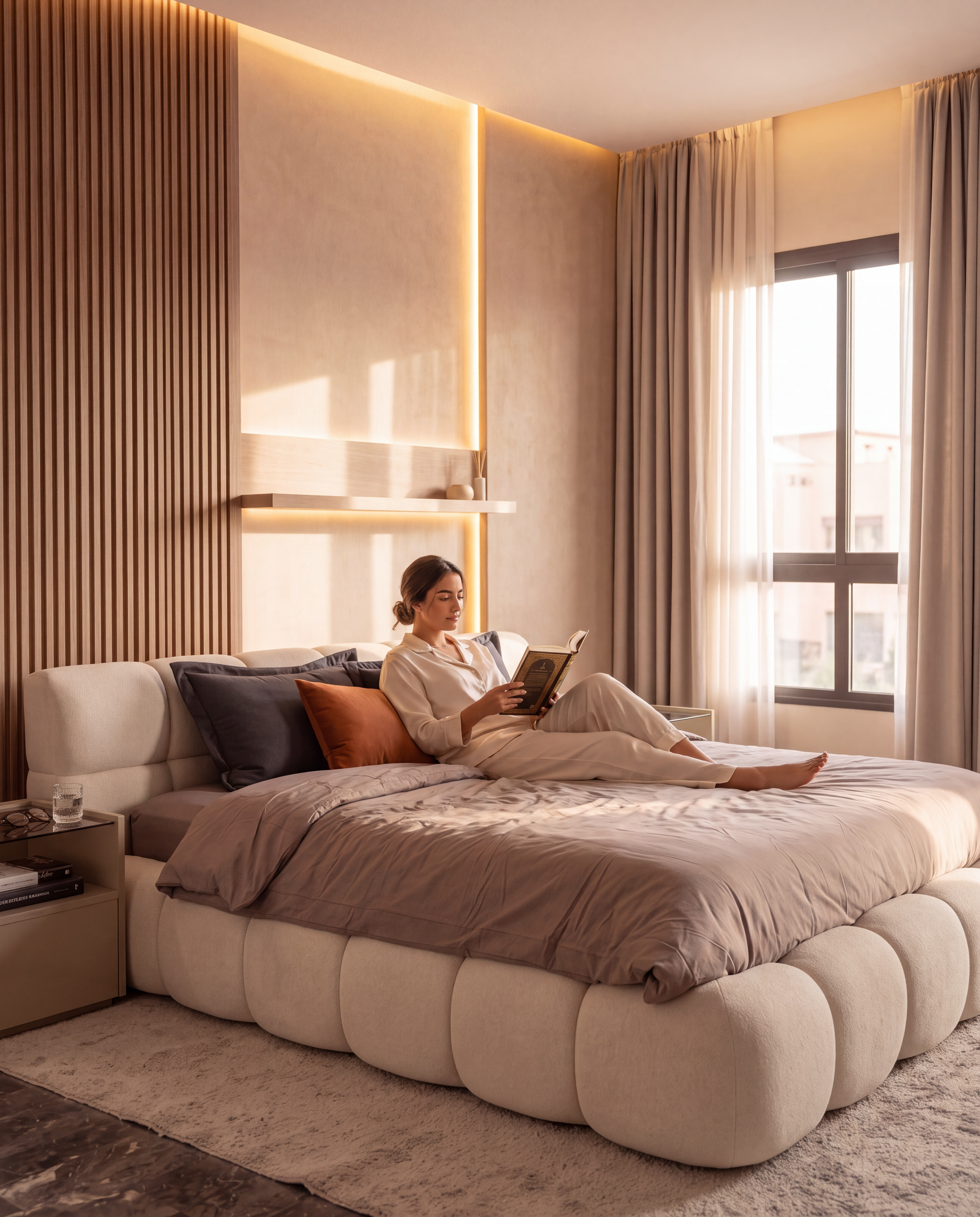 Moment de détente personnelle sur le Lit Bubble YORA Déco — confort et sérénité